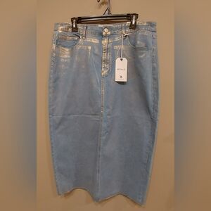 Metallic Blue Maxi Skirt